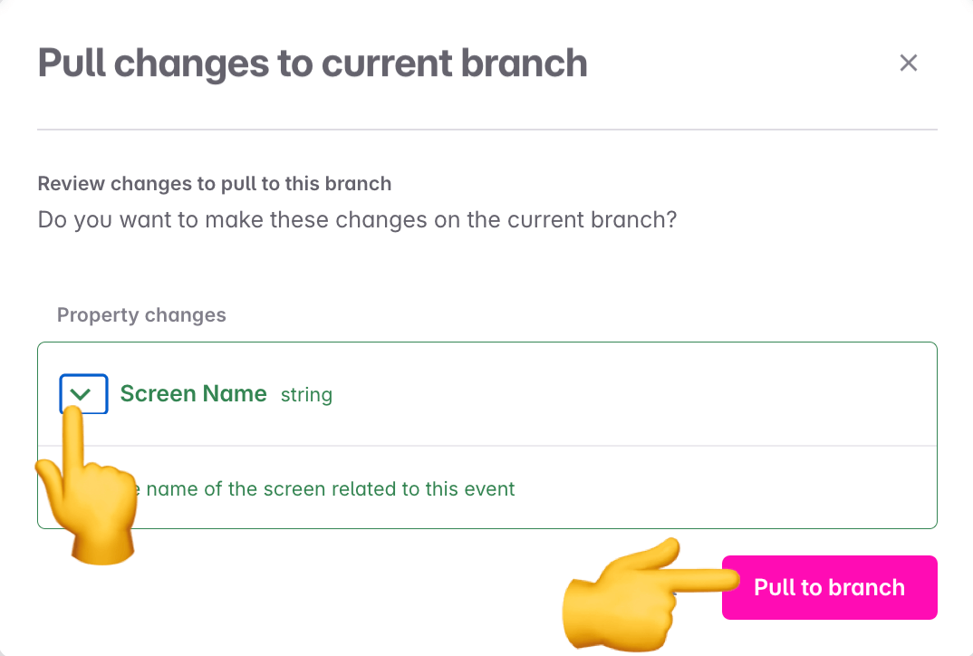 Review changes to pull into your branch.